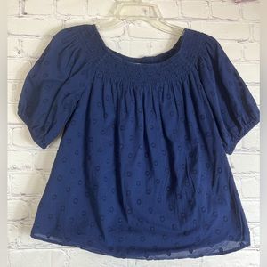 Navy Crown&Ivy Peasant Top